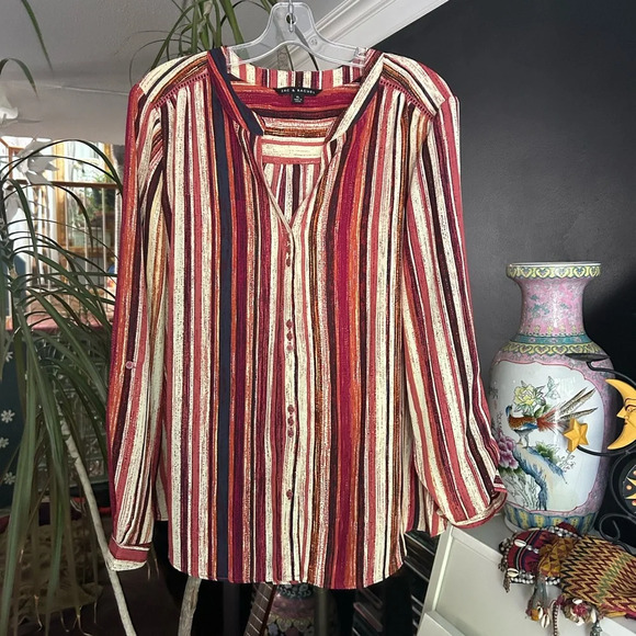 Zac & Rachel Red and Cream Striped Blouse - Picture 10 of 15
